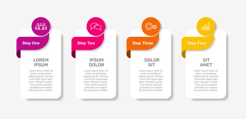 Fototapeta na wymiar Infographic with icons, headings, and text blocks, design for business, presentation, or data visualization. Vector illustration.