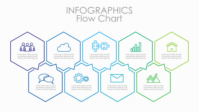 Icon hexagon infographic for process visualization, business presentation with modern, colorful design. Vector illustration.