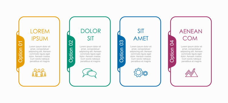 Infographic with icons, headings, and text blocks, design for business, presentation, or data visualization. Vector illustration.