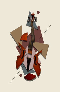 Bauhaus style poster with violin