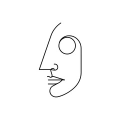 Minimalist Continuous Line Art Profile Portrait of a Face © Flat Lab