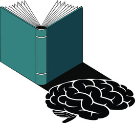 Open book and brain illustration representing learning and knowledge