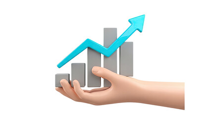 Hand Holding Bar Chart with Upward Trend Arrow