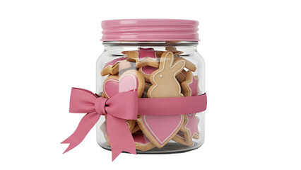 Jar of Easter Cookies with Pink Ribbon and Bow