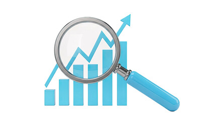 Magnifying Glass Over Upward Trend Graph