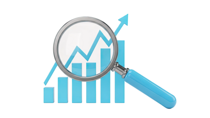 Magnifying Glass Over Upward Trend Graph
