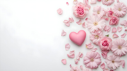 Fototapeta premium pink heart with flowers