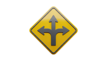 Road Sign with Three Arrows Showing Multiple Directions