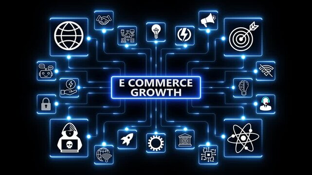E-commerce growth concept highlighting revenue acceleration, customer expansion and performance scaling across a data-driven digital retail ecosystem