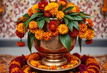 A beautiful summer bouquet of pink chrysanthemums and yellow daisies in a ceramic vase showcases the vibrant color and floral beauty of nature with every blooming petal and leaf