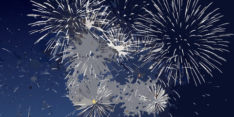 A vibrant display of fireworks illuminates a dark nighttime sky