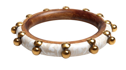 Tribal wood and bone bracelet with brass accents, representing ethnic craftsmanship and traditional african jewelry