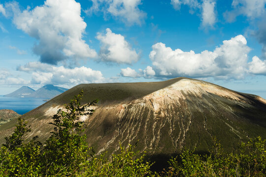Volcano Ridge Under Clouds