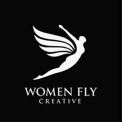Women Fly logo with winged female silhouette