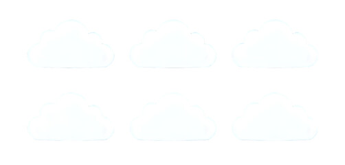 Collection of simple white cloud icons for weather, data storage, or minimalist design