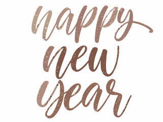 Hand lettered happy new year typography with a warm festive aesthetic