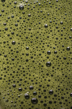 Close-up of frothy matcha tea surface