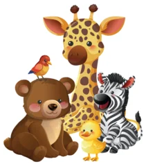 Fotobehang Kids Cute Cartoon Jungle and Farm Animals Group Illustration  © GraphicsRF