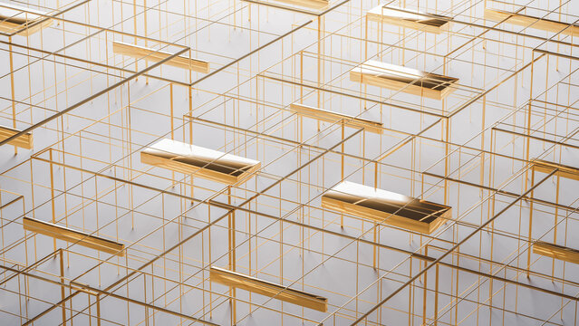 Modern geometric background design in gold and minimal colors