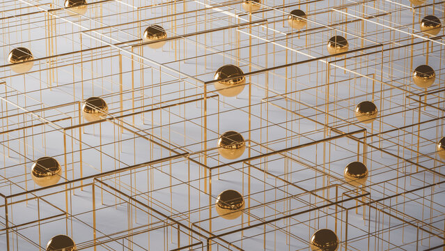 Modern geometric background design in gold and minimal colors