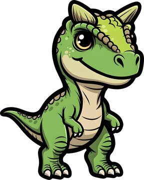 Green Horned Carnotaurus Cartoon Dinosaur
