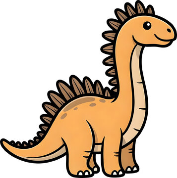 Orange Long Neck Amargasaurus Cartoon Dinosaur
