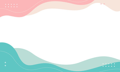 Minimalist abstract pastel background with pink and green wave shapes, modern smooth wallpaper, suitable for templates, banners, business cards, social media, websites, and pages