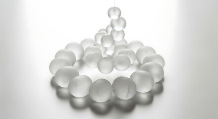 Elegant arrangement of frosted glass spheres creating a harmonious composition in soft light