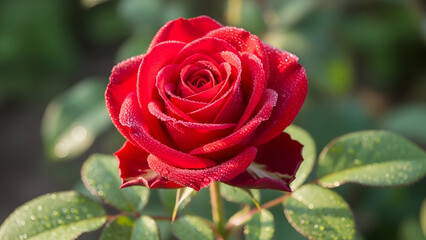 Dewy Red Rose