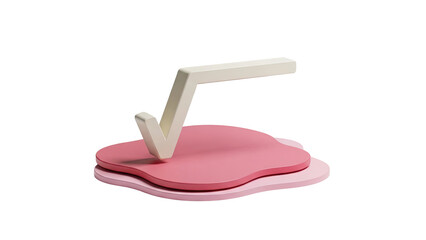 3D Render of a Square Root Symbol on Pink Abstract Shapes