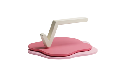 3D Render of a Square Root Symbol on Pink Abstract Shapes