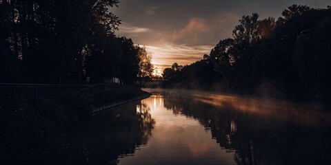 sunrise over the river