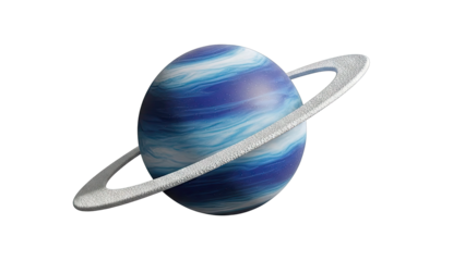 Blue Planet with Glittering Ring