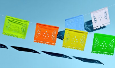 Vibrant Papel Picado Fiesta Garland High-Contrast Joyful Decorations for Modern Event Marketing and Social Media Content