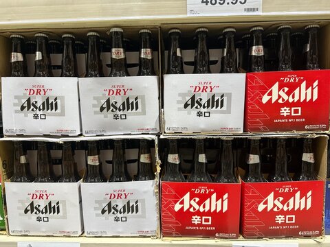 December 2025, Landers Superstore, Philippines: bottles of Asahi Super Dry beer Japan
