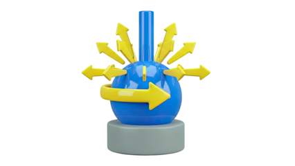 3D Rendering of a Sphere with Outward Arrows