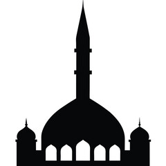 mosque minaret silhouette on white background