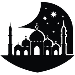 mosque silhouette night sky