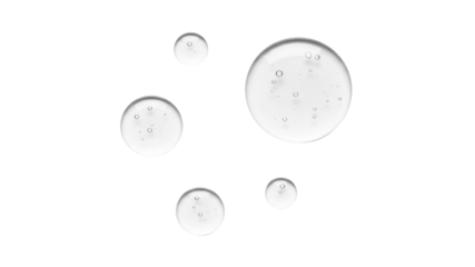 Clear Gel Drops with Bubbles on White Background