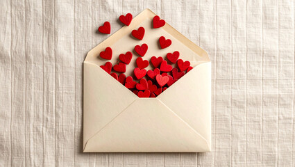 Concept of love letter, romantic message, or Valentine Day invitation