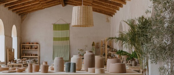 Authentic Pottery Artisan Workshop Premium Rustic Craftsmanship for Inspiring Home Decor and Lifestyle Marketing Content