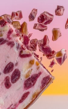 Joyful Abstract Cake Disaster High-Quality Guava Lime Dessert for Modern Food Marketing and Professional Social Media Content