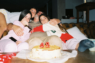 Family Hugging on Birthday
