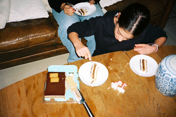 Eating Birthday Cake Slices
