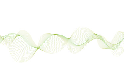 Abstract Green Flowing Wave Lines on White Background