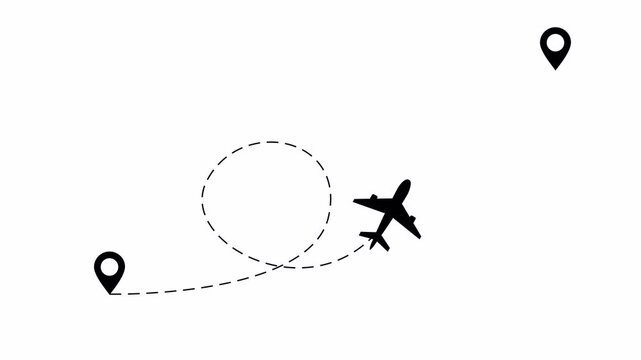 Passenger plane icon Spiral Waypoint Route Motion