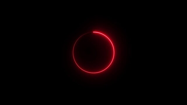 Glowing Red Circle Neon Light on Black Background for Animation neon circle