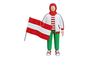3D Character with Austrian Flag