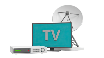 TV and Satellite Dish with Set-Top Box