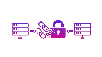 Cybersecurity Data Breach and Hacking Concept with Broken Chain and Lock Icon